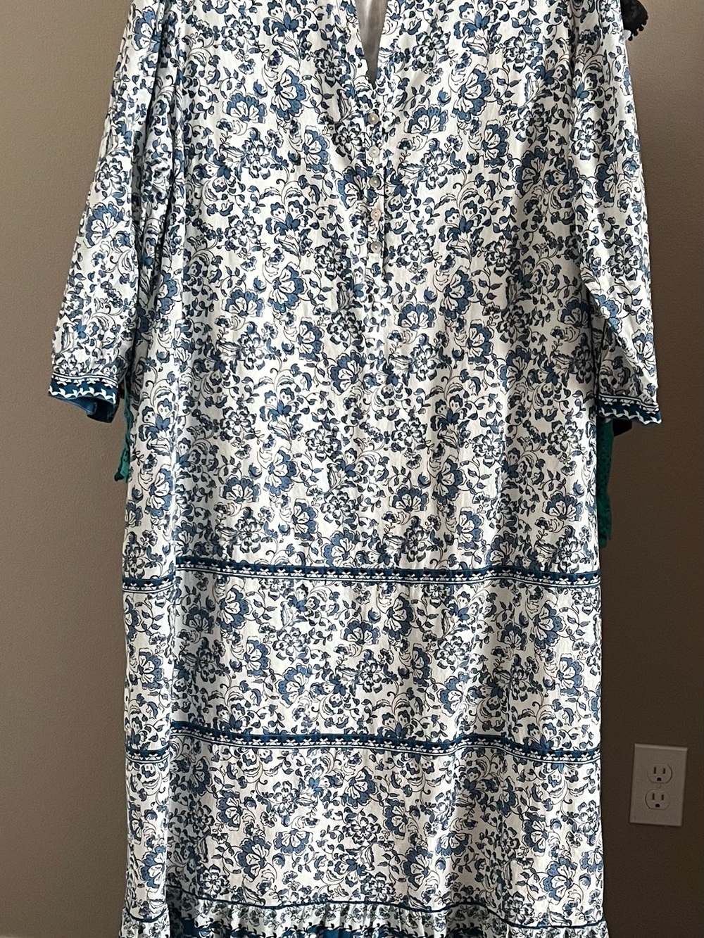 J.Jill Blue & White Floral Border-Print Maxi Dress